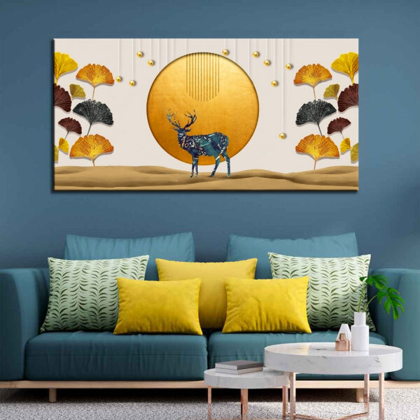Ginkgo Biloba leaves and Deer Canvas Wall Painting
