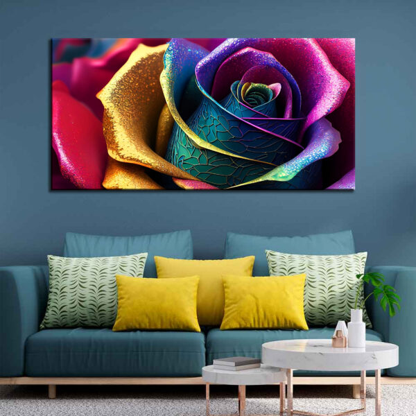 Rainbow Color Rose Eye catching Canvas Wall Painting