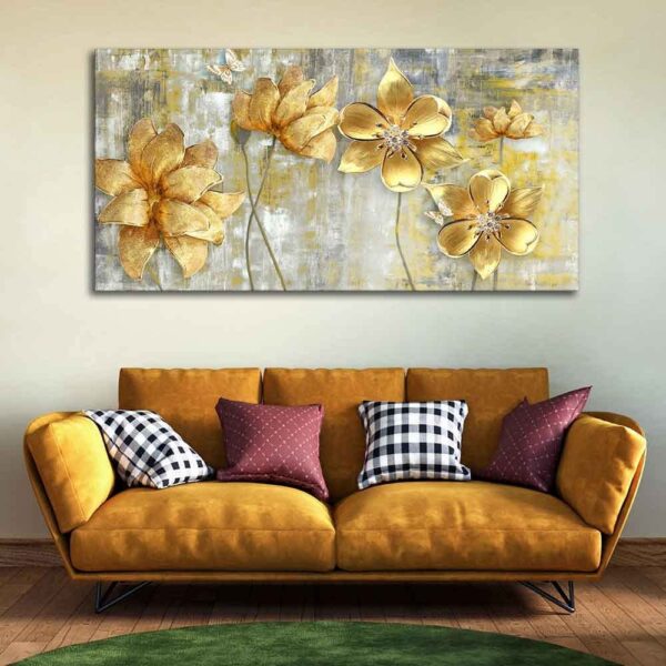 Beautiful Golden Flowers Canvas Wall Painting