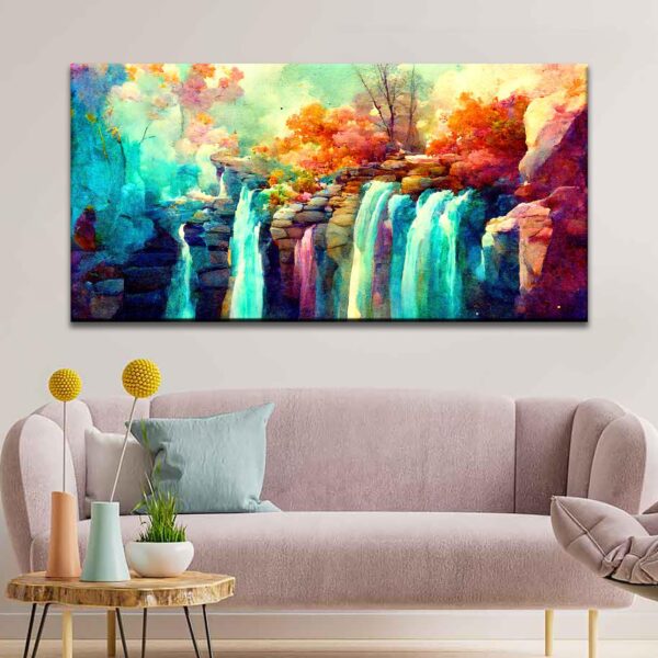 Beautiful Waterfall Scenery Nature Canvas Wall Painting