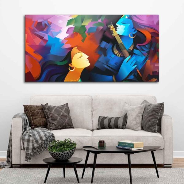 Abstract Modern Art Radha Krishna Canvas Wall Painting