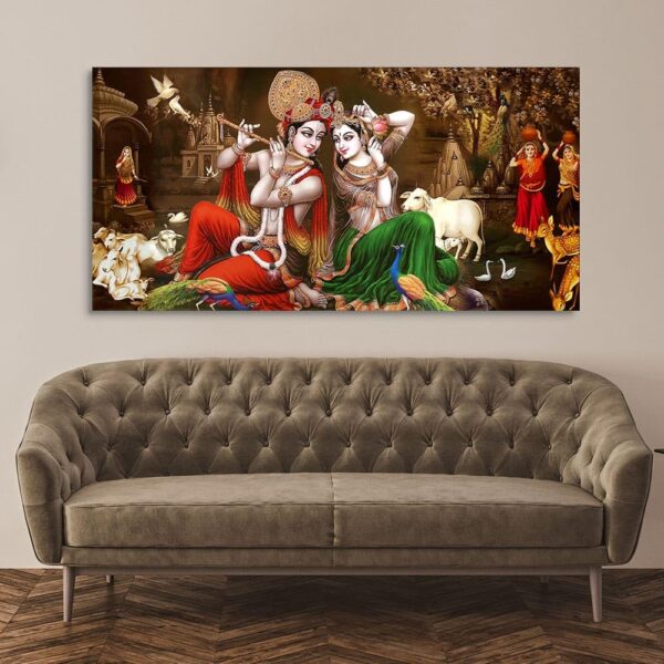 Spiritual Lord Radha Krishna Canvas Wall Painting