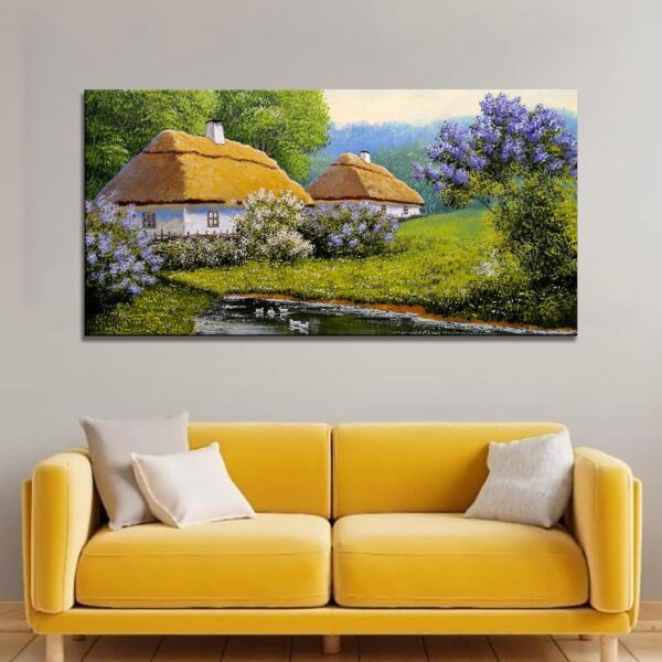 Huts in Village Canvas Wall Painting