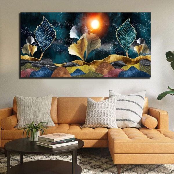 Gold Ginkgo Leaves, Modern Light, Luxury Canvas Wall Painting