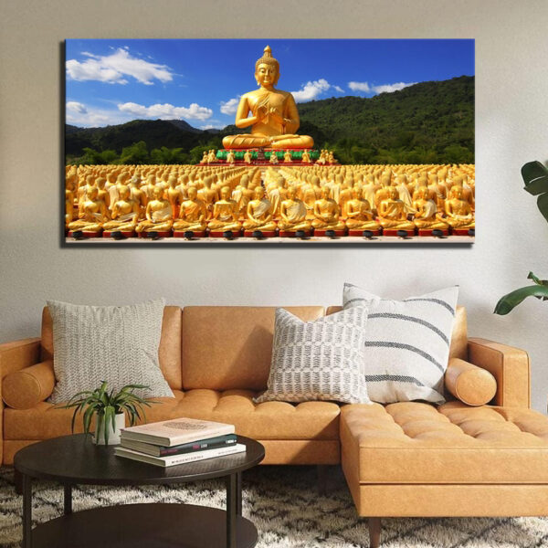 Golden Lord Gautam Buddha - Canvas Wall Painting