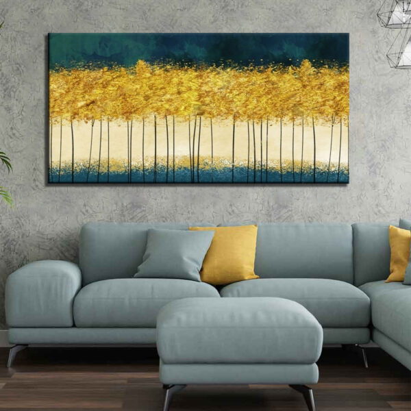Resin Geode Golden Turquoise Blue and Yellow Canvas Wall Painting