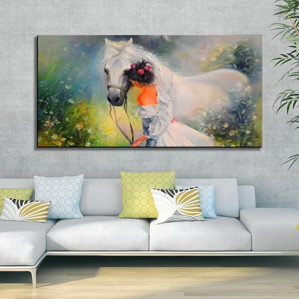 Beautiful Girl with Horse - Canvas Wall Painting
