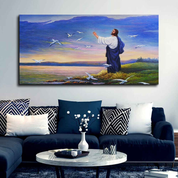Spiritual Jesus Christ with Birds - Canvas Wall Painting