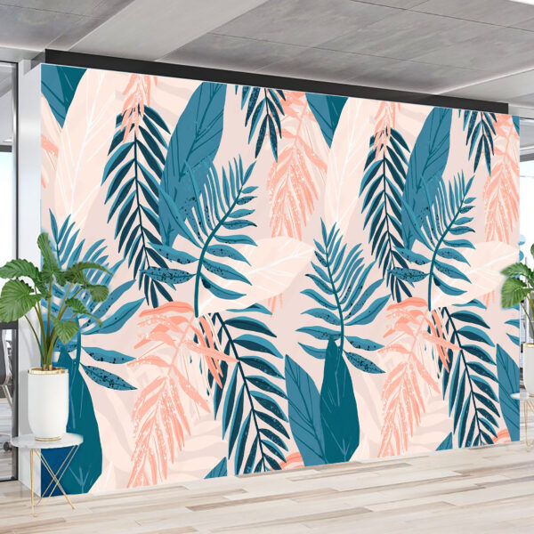 Seamless Tropical Pattern with Palm Leaves Wallpaper Non-Woven Wallpaper