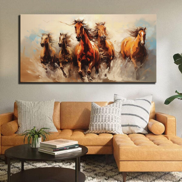 Beautiful Running Horses Vastu Canvas Wall Painting