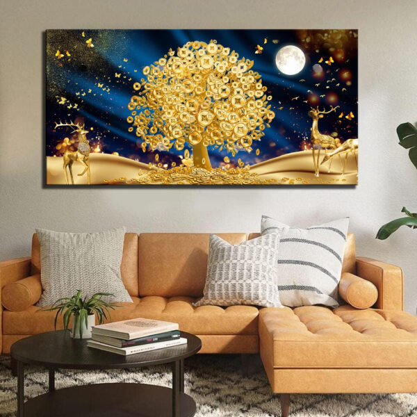 Money Tree Deer Modern Art Canvas Wall Painting
