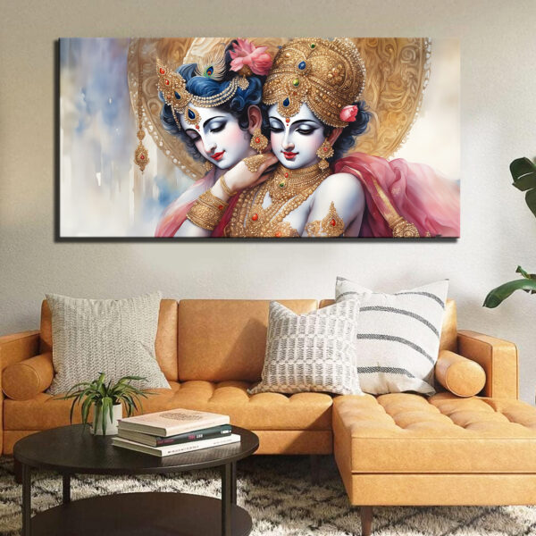 Lord Radha Krishna Abstract Art Canvas Wall Painting