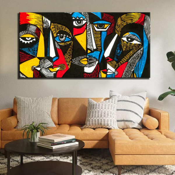 Modern Abstract Surreal Colored Faces People Portrait Canvas Wall Painting