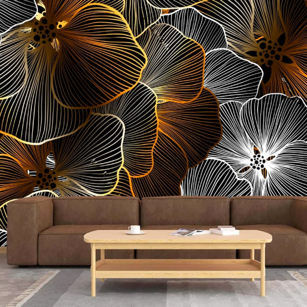 Abstract Ornamental Flower Pattern Self-adhesive Vinyl Wallpaper