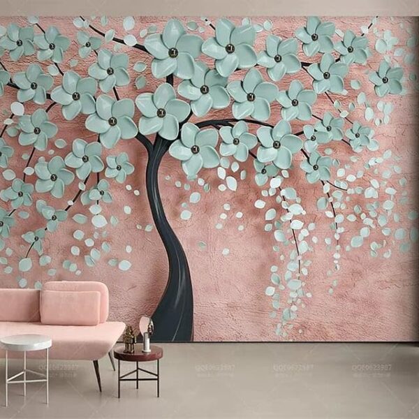 3D Flowers Tree Wallpaper Floral Mural Non-Woven Wallpaper