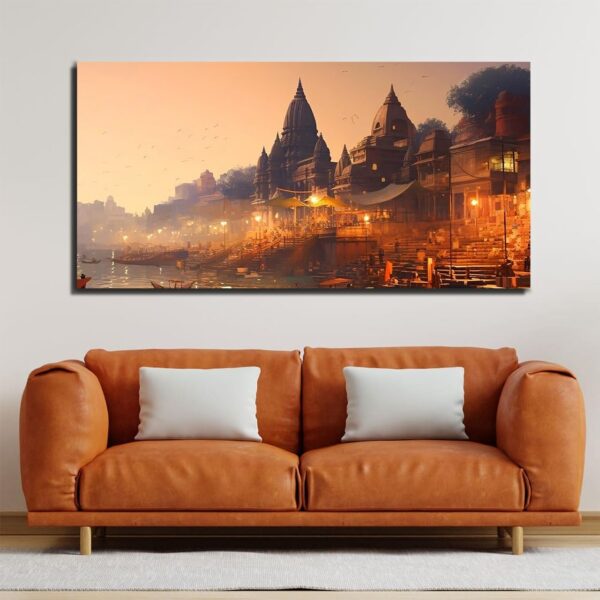 Varanasi Ganga Ghat Sunrise Canvas Wall Painting