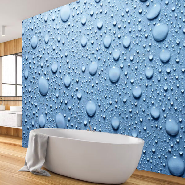 Blue Water Drops Non-Woven Wallpaper