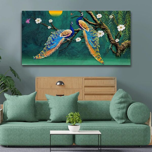 Beautiful Peacocks Abstract Canvas Wall Painting