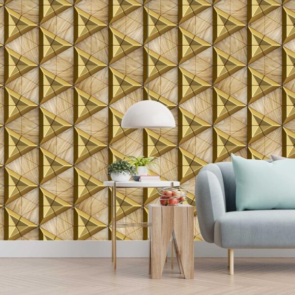 3D Gold Triangle Self-adhesive Vinyl Wallpaper