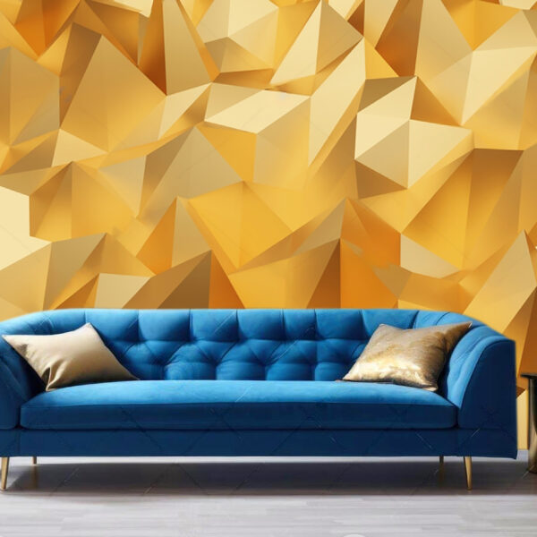 3D Royal Luxury Modern Design Gold Polygon Self-adhesive Vinyl Wallpaper