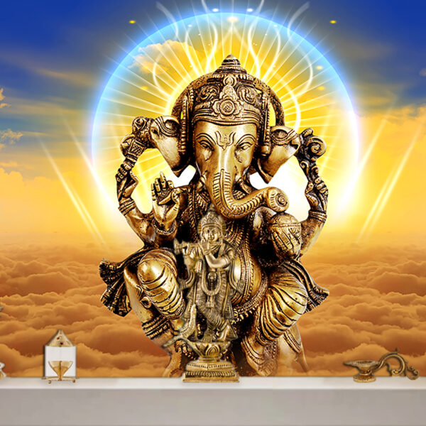 3D Lord Ganesha Religious Self-adhesive Vinyl Wallpaper