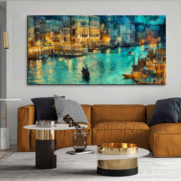 Premium Night Venice View Canvas Wall Painting