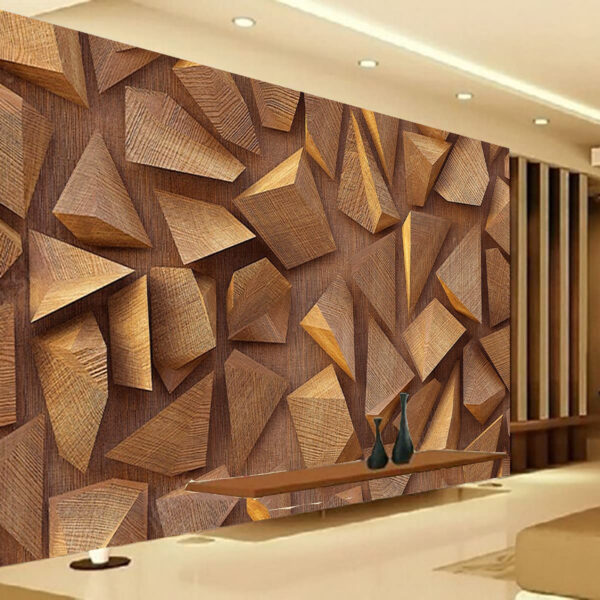 3d Wooden Triangles Abstract Polygonal Non-Woven Wallpaper