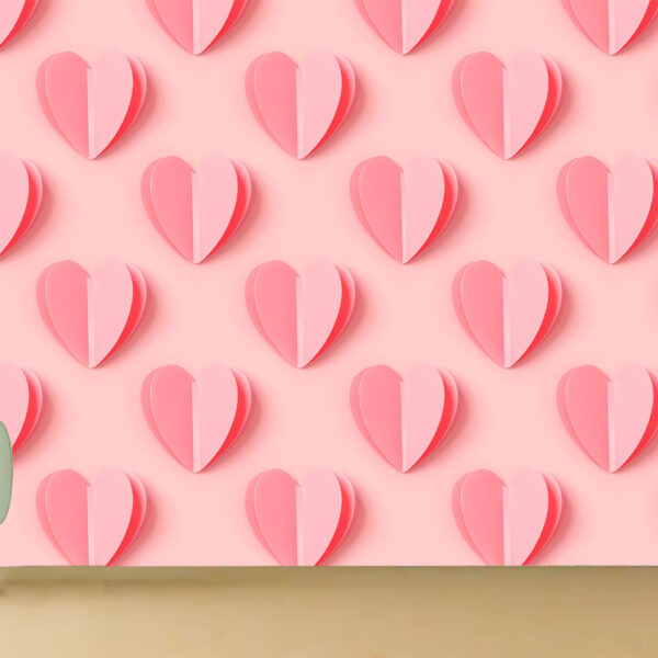 3D Pink Heart Pattern Romantic Self-adhesive Vinyl Wallpaper