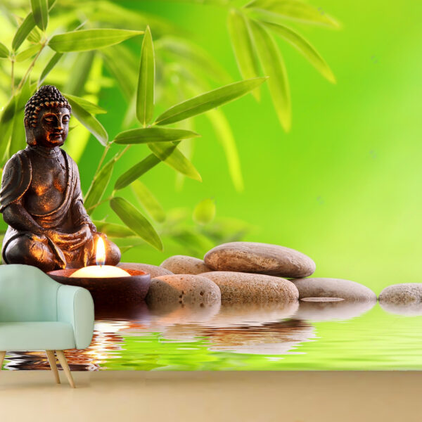 Beautiful Buddha Nature Stones Landscape View Self-adhesive Vinyl Wallpaper
