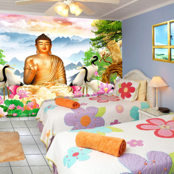 Lord Buddha Blessing Nature Scenery View Non-Woven Wallpaper