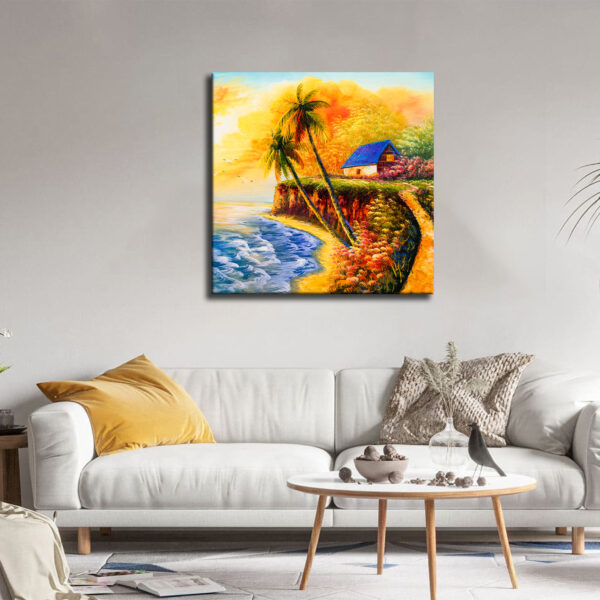 Panoramic Beautiful Riverside Nature Scenery  Canvas Wall Painting