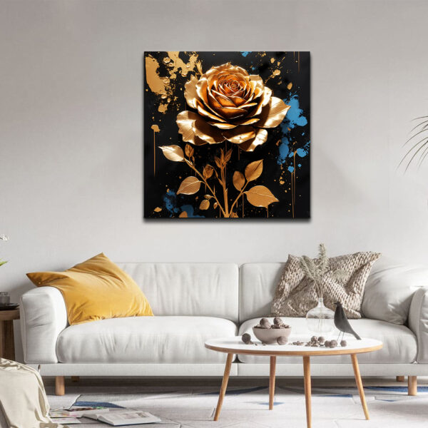 3d Close Up Rose Black Background Canvas Wall Painting