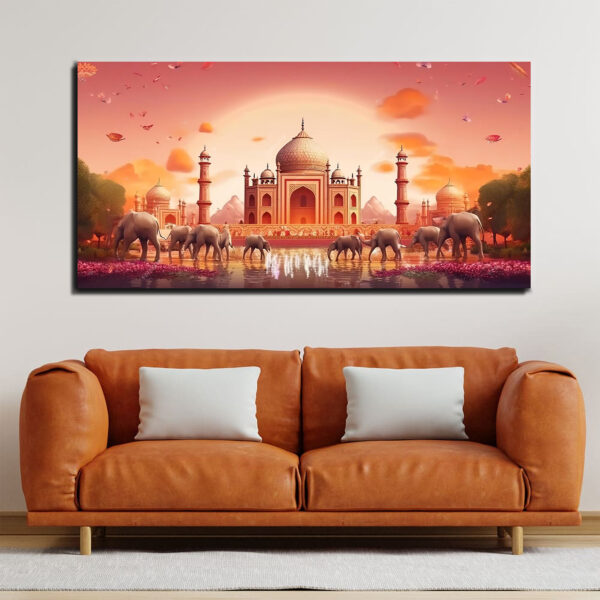 Beautiful Taj Mahal Scenery Canvas Wall Painting