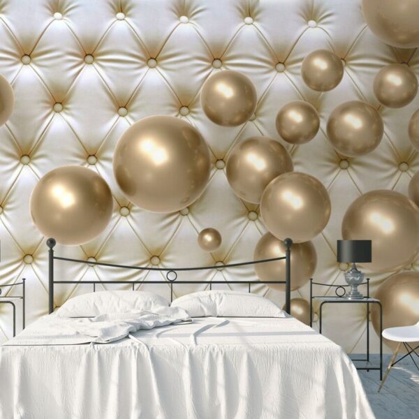 Gold Pearls Beige Leather Texture Self-adhesive Vinyl Wallpaper