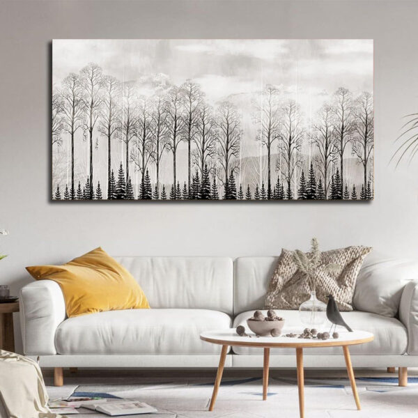 Misty mountain and forest landscape Canvas