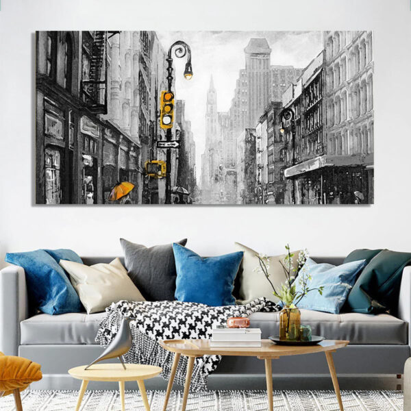 Beautiful Black and White New York City Street Scene Canvas