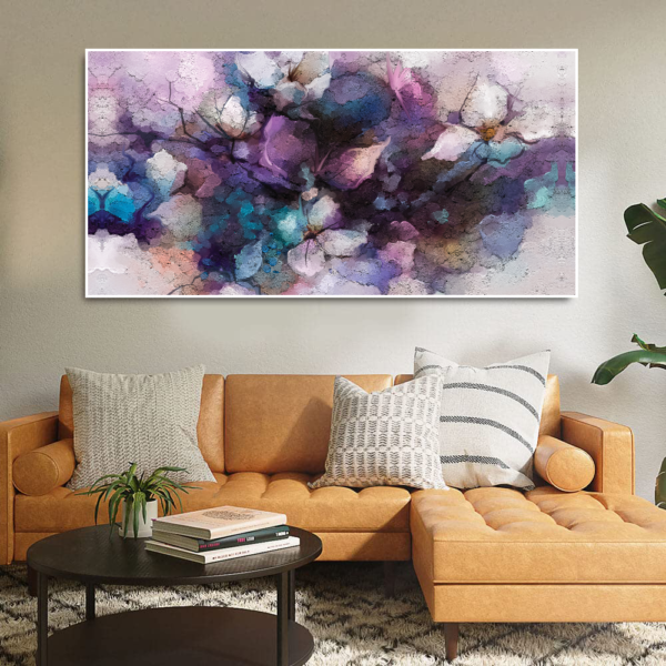 Purple Ethereal Floral Floating Frame Canvas Wall Painting