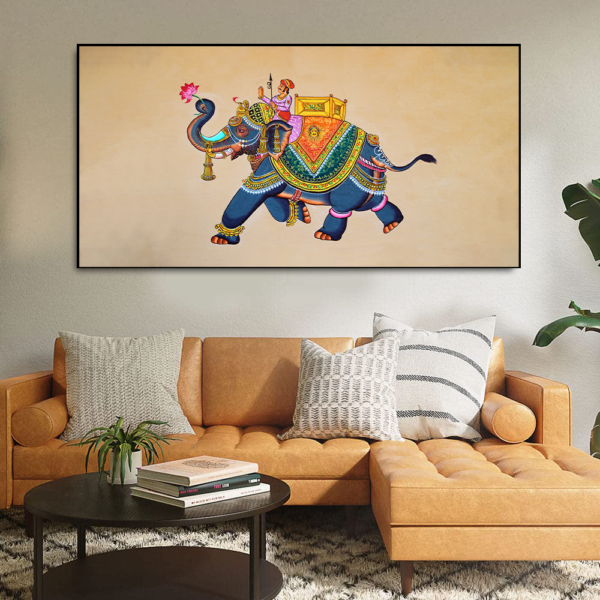 Beautiful Rajasthani elephant wall art Floating Frame Canvas