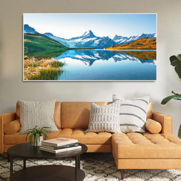 Beautiful Lake Bachalpsee in the Swiss Alps wall art Floating Frame Canvas